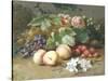 Still Life with Flowers and Fruit-Henri Robbe-Stretched Canvas