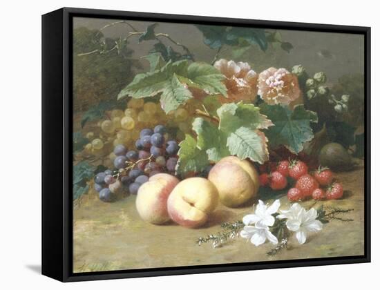 Still Life with Flowers and Fruit-Henri Robbe-Framed Stretched Canvas