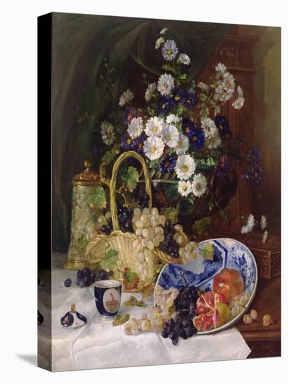 Still Life with Flowers and Fruit-Eugene Henri Cauchois-Stretched Canvas