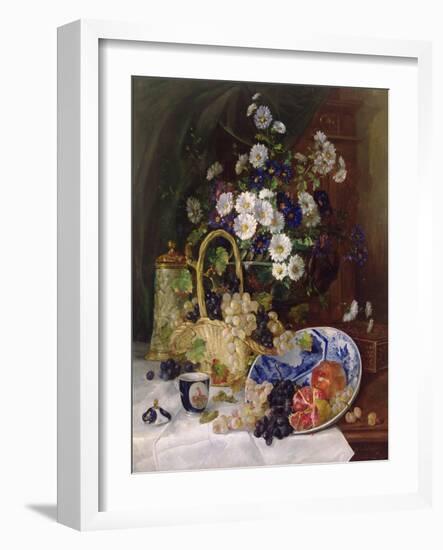 Still Life with Flowers and Fruit-Eugene Henri Cauchois-Framed Giclee Print