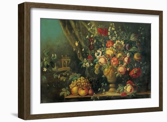 Still Life with Flowers and Fruits-null-Framed Art Print