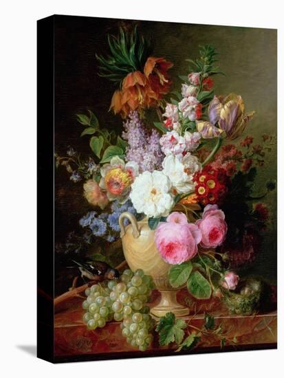 Still Life with Flowers and Grapes-Cornelis van Spaendonck-Stretched Canvas