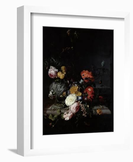 Still Life with Flowers and Insects-Jacob van Walscapelle-Framed Giclee Print