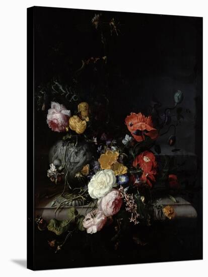 Still Life with Flowers and Insects-Jacob van Walscapelle-Stretched Canvas