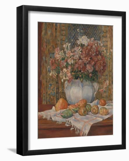 Still Life with Flowers and Prickly Pears, c.1885-Pierre Auguste Renoir-Framed Giclee Print