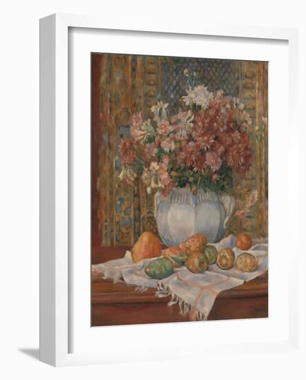 Still Life with Flowers and Prickly Pears, c.1885-Pierre Auguste Renoir-Framed Giclee Print