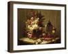 Still life with flowers and raspberries-Jean Baptiste Robie-Framed Giclee Print