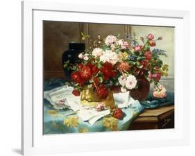 Still Life with Flowers and Sheet Music, C.1877-Jules Etienne Carot-Framed Giclee Print