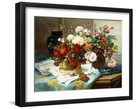 Still Life with Flowers and Sheet Music, C.1877-Jules Etienne Carot-Framed Giclee Print