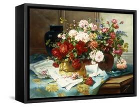 Still Life with Flowers and Sheet Music, C.1877-Jules Etienne Carot-Framed Stretched Canvas