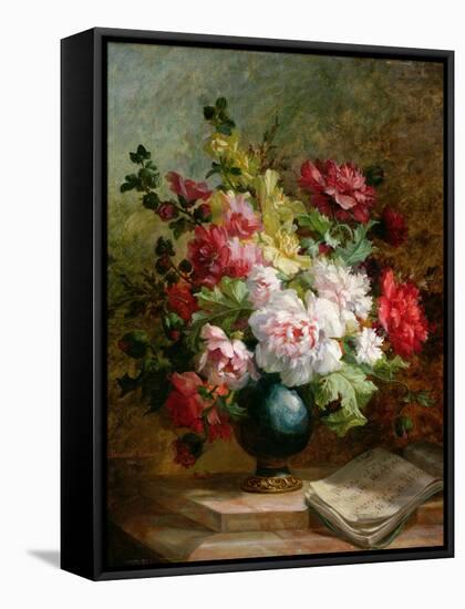 Still Life with Flowers and Sheet Music-Emile Henri Brunner-lacoste-Framed Stretched Canvas