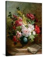 Still Life with Flowers and Sheet Music-Emile Henri Brunner-lacoste-Stretched Canvas