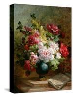 Still Life with Flowers and Sheet Music-Emile Henri Brunner-lacoste-Stretched Canvas