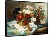 Still Life with Flowers and Sheet Music-Jules Etienne Carot-Framed Stretched Canvas