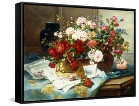 Still Life with Flowers and Sheet Music-Jules Etienne Carot-Framed Stretched Canvas