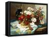 Still Life with Flowers and Sheet Music-Jules Etienne Carot-Framed Stretched Canvas