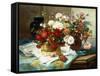 Still Life with Flowers and Sheet Music-Jules Etienne Carot-Framed Stretched Canvas