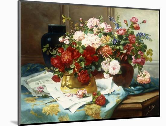 Still Life with Flowers and Sheet Music-Jules Etienne Carot-Mounted Giclee Print