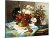 Still Life with Flowers and Sheet Music-Jules Etienne Carot-Stretched Canvas