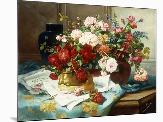 Still Life with Flowers and Sheet Music-Jules Etienne Carot-Mounted Giclee Print