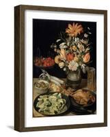 Still Life with Flowers and Snack, C1630-C1635-Georg Flegel-Framed Giclee Print