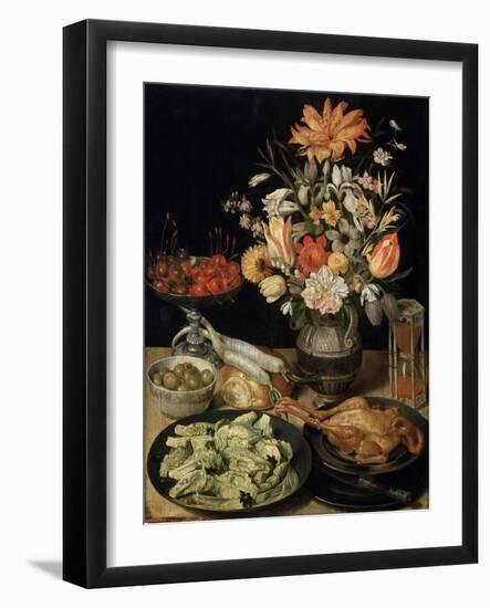 Still Life with Flowers and Snack, C1630-C1635-Georg Flegel-Framed Giclee Print