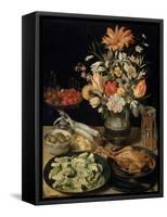 Still Life with Flowers and Snack, C1630-C1635-Georg Flegel-Framed Stretched Canvas