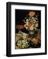 Still Life with Flowers and Snack, C1630-C1635-Georg Flegel-Framed Premium Giclee Print