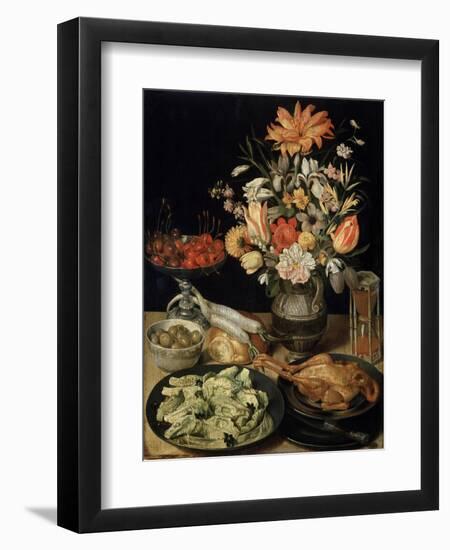 Still Life with Flowers and Snack, C1630-C1635-Georg Flegel-Framed Premium Giclee Print