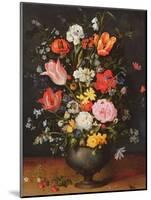 Still Life with Flowers and Strawberries-Jan Brueghel the Younger-Mounted Giclee Print