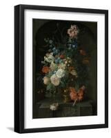 Still Life with Flowers, Coenraet Roepel.-Coenraet Roepel-Framed Art Print