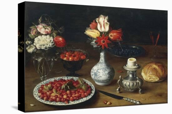 Still Life with Flowers, Fruits, Vases and Other Objects-Osias Beert-Stretched Canvas