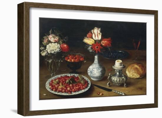 Still Life with Flowers, Fruits, Vases and Other Objects-Osias Beert-Framed Giclee Print