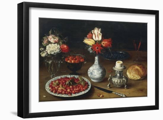 Still Life with Flowers, Fruits, Vases and Other Objects-Osias Beert-Framed Giclee Print