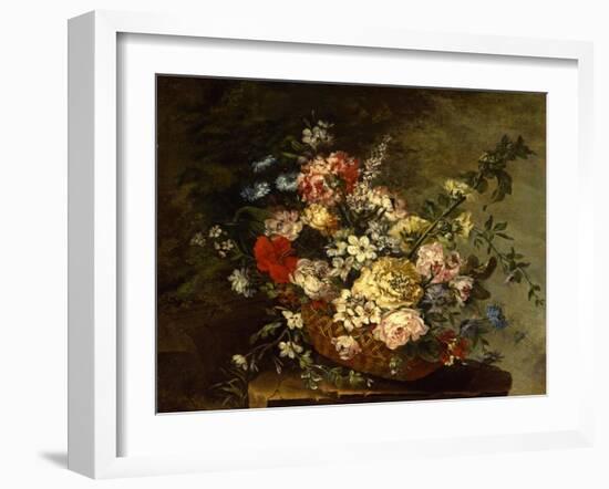 Still Life with Flowers in a Basket, c.1780-1790-Juan Bautista Romero-Framed Giclee Print