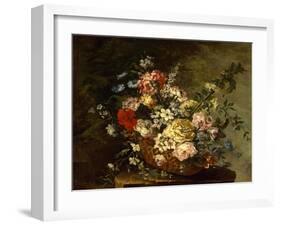 Still Life with Flowers in a Basket, c.1780-1790-Juan Bautista Romero-Framed Giclee Print