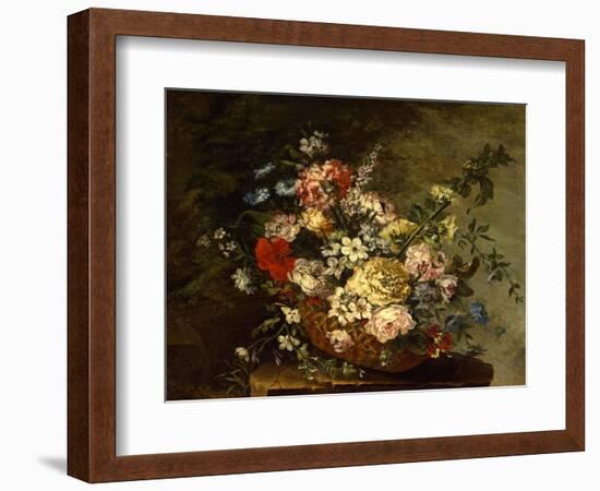 Still Life with Flowers in a Basket, c.1780-1790-Juan Bautista Romero-Framed Giclee Print