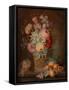 Still Life with Flowers in a Basket (Oil on Canvas)-French School-Framed Stretched Canvas