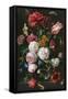 Still Life with Flowers in a Glass Vase-Jan Davidsz de Heem & Rachel Ruysch-Framed Stretched Canvas