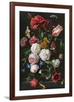 Still Life with Flowers in a Glass Vase-Jan Davidsz de Heem & Rachel Ruysch-Framed Art Print