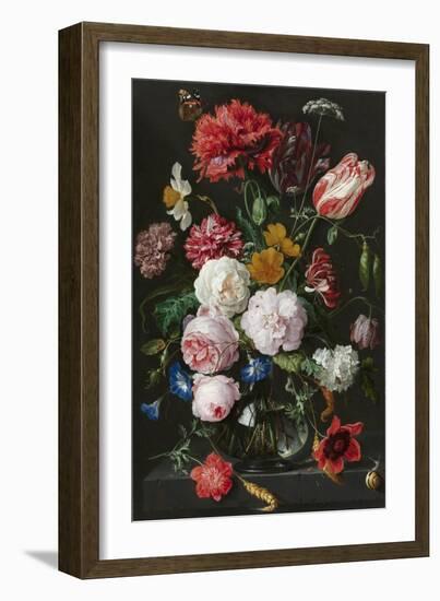 Still Life with Flowers in a Glass Vase-Jan Davidsz de Heem & Rachel Ruysch-Framed Art Print