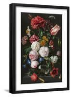 Still Life with Flowers in a Glass Vase-Jan Davidsz de Heem & Rachel Ruysch-Framed Art Print