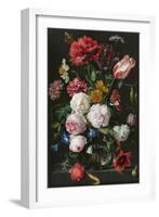 Still Life with Flowers in a Glass Vase-Jan Davidsz de Heem & Rachel Ruysch-Framed Art Print