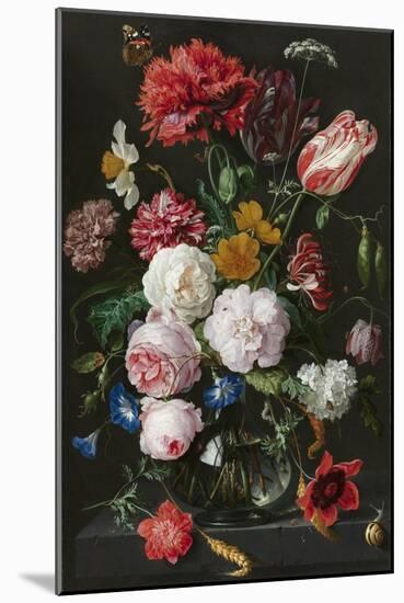 Still Life with Flowers in a Glass Vase-Jan Davidsz de Heem & Rachel Ruysch-Mounted Art Print