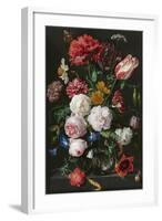 Still Life with Flowers in a Glass Vase-Jan Davidsz de Heem & Rachel Ruysch-Framed Art Print