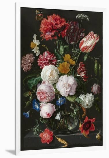 Still Life with Flowers in a Glass Vase-Jan Davidsz de Heem & Rachel Ruysch-Framed Art Print