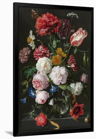 Still Life with Flowers in a Glass Vase-Jan Davidsz de Heem & Rachel Ruysch-Framed Art Print