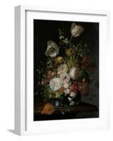 Still Life with Flowers in a Glass Vase-Rachel Ruysch-Framed Art Print