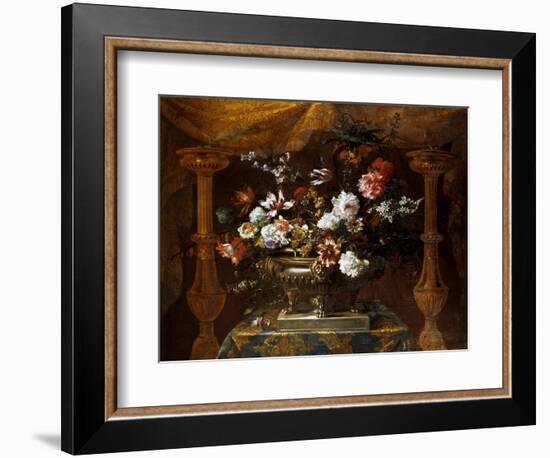 Still Life with Flowers in a Silver Vase with Perfume Burners, C.1690-99-Jean-Baptiste Monnoyer-Framed Giclee Print