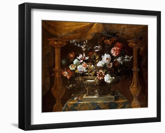 Still Life with Flowers in a Silver Vase with Perfume Burners, C.1690-99-Jean-Baptiste Monnoyer-Framed Giclee Print